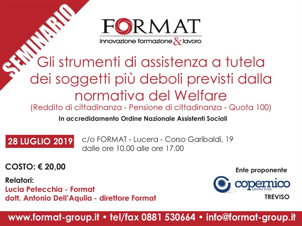GLI STRUMENTI DI ASSISTENZA A TUTELA DEI SOGGETTI PIU' DEBOLI PREVISTI DALLA NORMATIVA DEL WERFARE