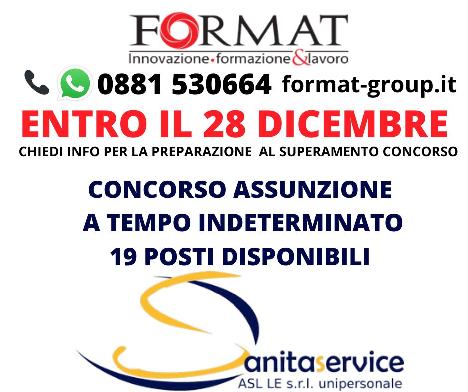 CONCORSO ASSUNZIONE TEMPO INDETERMINATO 19 POSTI