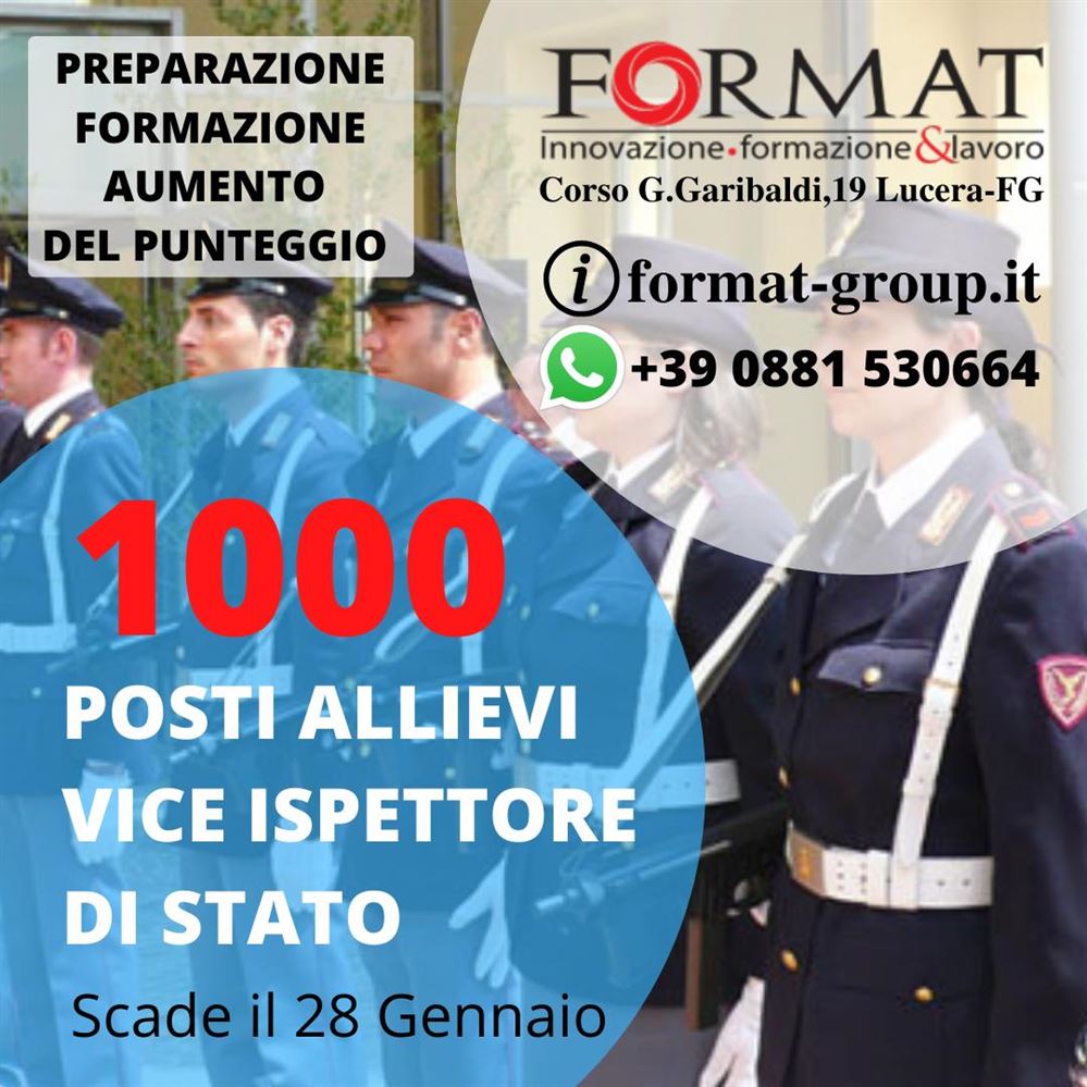 Preparazione e Formazione per aumento punteggio - Concorso 1000 posti allievi VICE ISPETTORE DI STATO