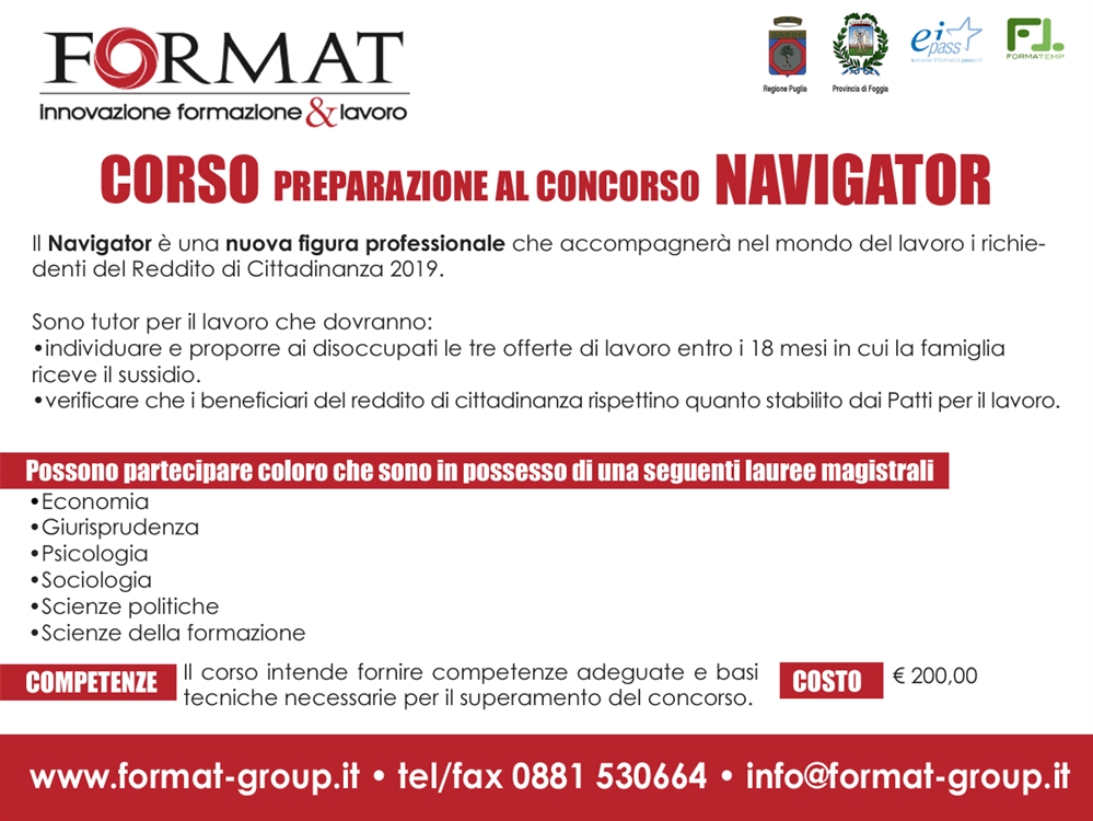 CORSO DI PREPARAZIONE AL CONCORSO PER NAVIGATOR